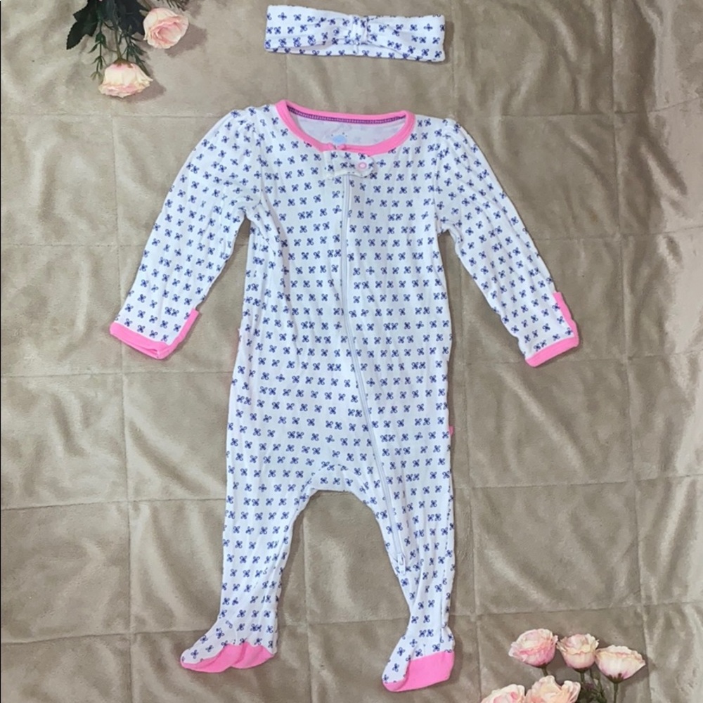 Baby girl onesie with head band  3-6 months